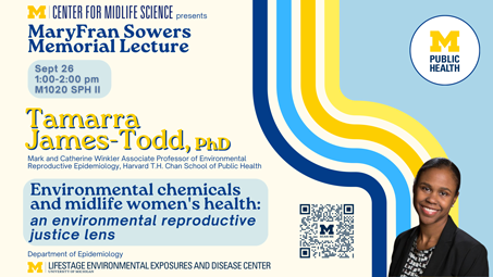 Thumbnail for the flyer for The MaryFran Sowers Memorial Symposium 2024 with Tamarra James-Todd, PhD